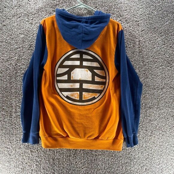 Dragon Ball Z Hoodie Sweatshirt Mens Medium Orange Blue Goku Kama Symbol Casual - Picture 9 of 11